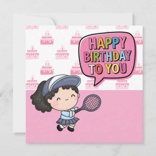 「テニスをテーマにした誕生日カード:エース&応援!」 カード (正面)