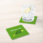 テニスをテーマにした誕生日パパーソナライズされたーティ スクエアペーパーコースター (インサイチュ)