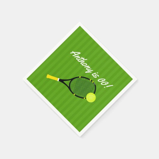 テニスをテーマにした誕生日パパーソナライズされたーティ スタンダードカクテルナプキン (角)