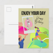テニスを楽しんでください 誕生日おめでとう ポストカード (正面/裏面)