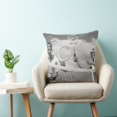 テニスを遊んでいる人および女性 クッション (椅子)