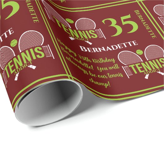テニスアディクットネームエイジ誕生日 ラッピングペーパー (ロールコーナー)
