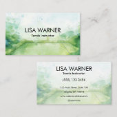 テニスインストラクターコーチ水カラーテニスコート 名刺 (正面/裏面)