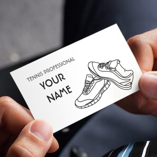 テニスインストラクターシンプルミニマル白黒 名刺