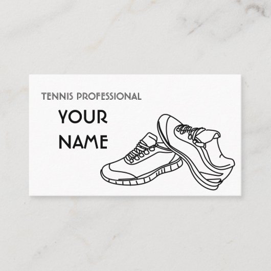 テニスインストラクターシンプルミニマル白黒 名刺 (正面)