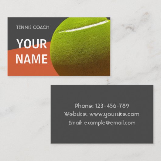 テニスインストラクタートレーナープロフェッショナルタイポグラフィ 名刺 (正面/裏面)