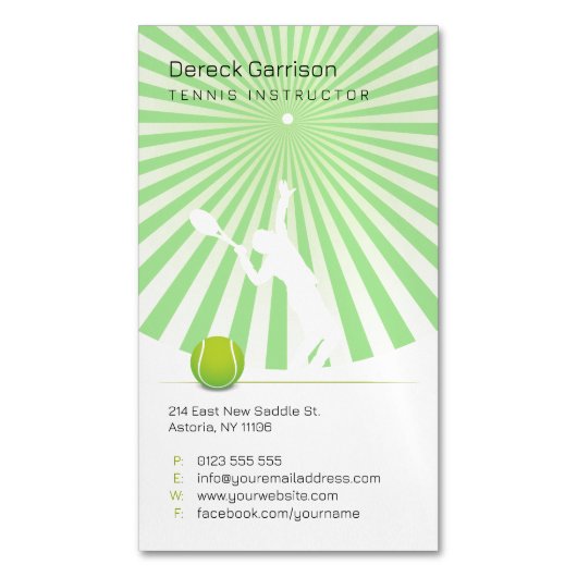 テニスインストラクター |プロフェッショナル マグネット名刺 (正面縦)