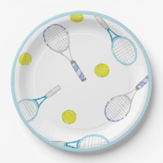 テニスインスパイア誕生日紙プレート ペーパープレート (正面)