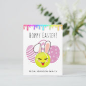 テニスイースターかわいいバニーボールピンクエッグカラフル シーズンカード (スタンド正面)
