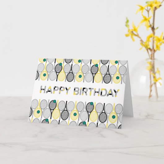 テニスエレガントのバースデーカード カード (黄色い花)