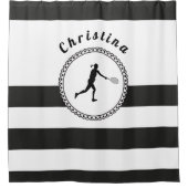 テニスエレガントデザイン選手コーチパーソナライズされた シャワーカーテン (正面)