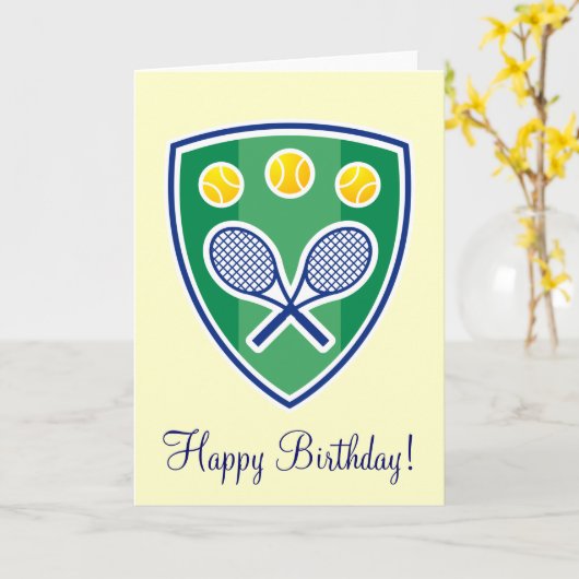 テニスエレガント誕生日グリーティングカード カード (黄色い花)