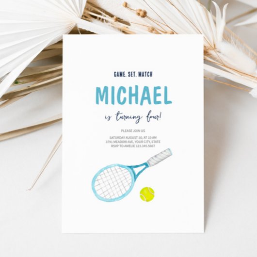 テニスエレガント誕生日招待状 招待状