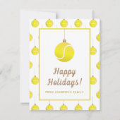 テニスオーナメントクリスマステーマホリデーグリーティング シーズンカード (正面)