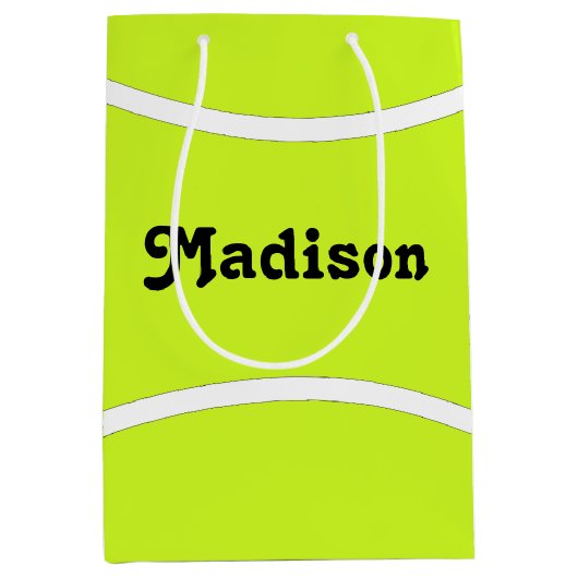 テニスカスタムパーティーテニス選手の名前または文字 ミディアムペーパーバッグ (正面)