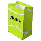 テニスカスタムパーティーテニス選手の名前または文字 ミディアムペーパーバッグ (裏面アングル)