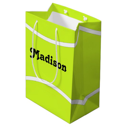 テニスカスタムパーティーテニス選手の名前または文字 ミディアムペーパーバッグ (裏面アングル)