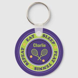 テニスカッコいいのスローガン，パープルとグリーンのキーチェーン キーホルダー