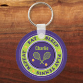 テニスカッコいいのスローガン,パープルとグリーンのキーチェーン キーホルダー (正面)