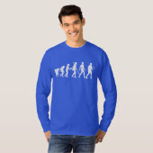 テニスカッコいいの進化、青い大人の長い袖 Tシャツ (正面フル)