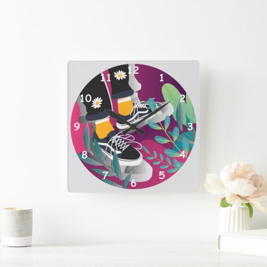 テニスカッコいいの靴を履いた子どもが冷えるだけ スクエア壁時計 (ホーム)