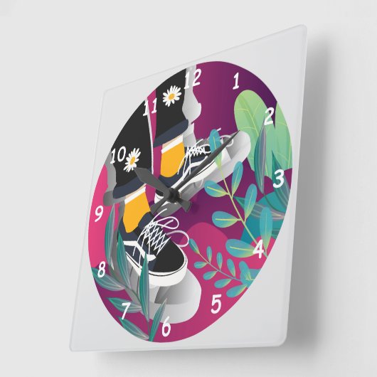 テニスカッコいいの靴を履いた子どもが冷えるだけ スクエア壁時計 (傾斜)