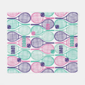 テニスカッコいい選手のためのデザイン、コーチ… フリースブランケット (正面(横))