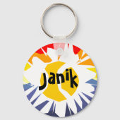 テニスカラフルボールキーチェーン付名前をカスタムする キーホルダー (正面)