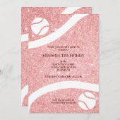 テニスガーリーの誕生日またはチームパーティの招待状 招待状 (正面/裏面)