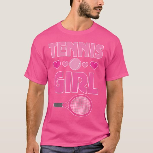 テニスガールかわいいラケットとボール Tシャツ (正面)