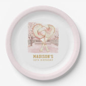 テニスガールエレガント誕生日パーソナライズされた ペーパープレート (正面)