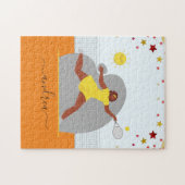 テニスガールスタープレーヤーアスリートイラスト名前 ジグソーパズル (横)