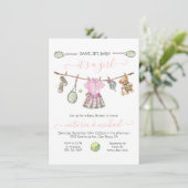 テニスガール名門私立校風のベビーシャワー 招待状 (スタンド正面)