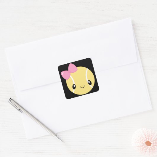 テニスガール絵文字シール スクエアシール (封筒)