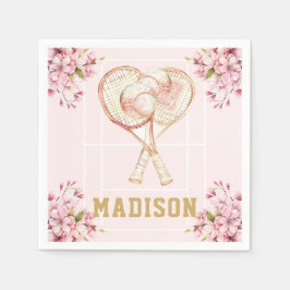 テニスガール誕生日のパーソナライズ スタンダードカクテルナプキン