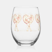 テニスガール誕生日パーソナライズされたウォーターカラー ステムなしワイングラス (裏面)