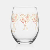 テニスガール誕生日パーソナライズされたウォーターカラー ステムなしワイングラス (左)