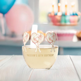 テニスガール誕生日パーソナライズされたウォーターカラー ステムなしワイングラス