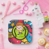 テニスキッド誕生日パーティー抽象芸術背景ページ ペーパープレート (パーティー)