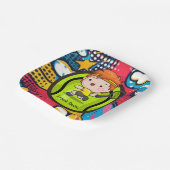 テニスキッド誕生日パーティー抽象芸術背景ページ ペーパープレート (傾斜あり)