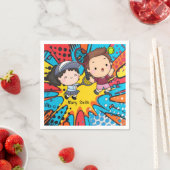 テニスキッド誕生日パーティー抽象芸術背景 スタンダードカクテルナプキン (インサイチュ)