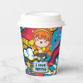 テニスキッド誕生日パーティー抽象芸術背景 紙コップ (正面)