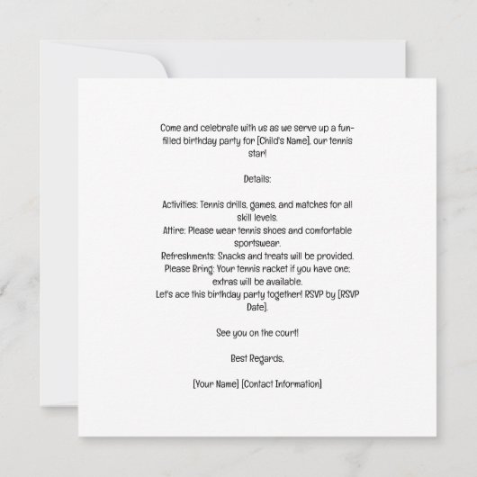 テニスキッド誕生日パーティー セーブザデート (裏面)