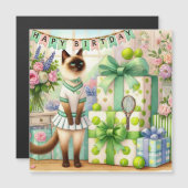 テニスキャットの水彩画誕生日 (正面/裏面)