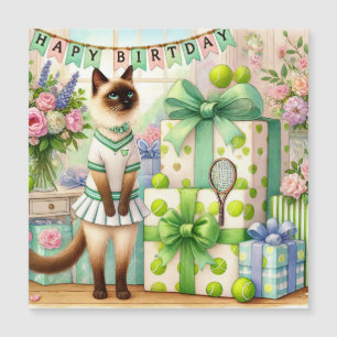 テニスキャットの水彩画誕生日