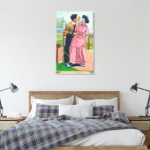 テニスギアとカップル同じ古いラケット キャンバスプリント (インサイチュ (寝室))