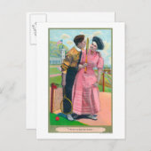 テニスギアとカップル同じ古いラケット ポストカード (正面/裏面)