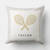 テニスギフトシック金ゴールドグレーブラック名前をカスタムする クッション (正面)