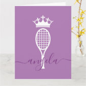 テニスクイーンオブコートパーソナライズされた誕生日 カード (黄色い花)