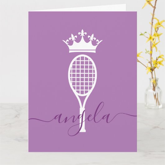 テニスクイーンオブコートパーソナライズされた誕生日 カード (黄色い花)